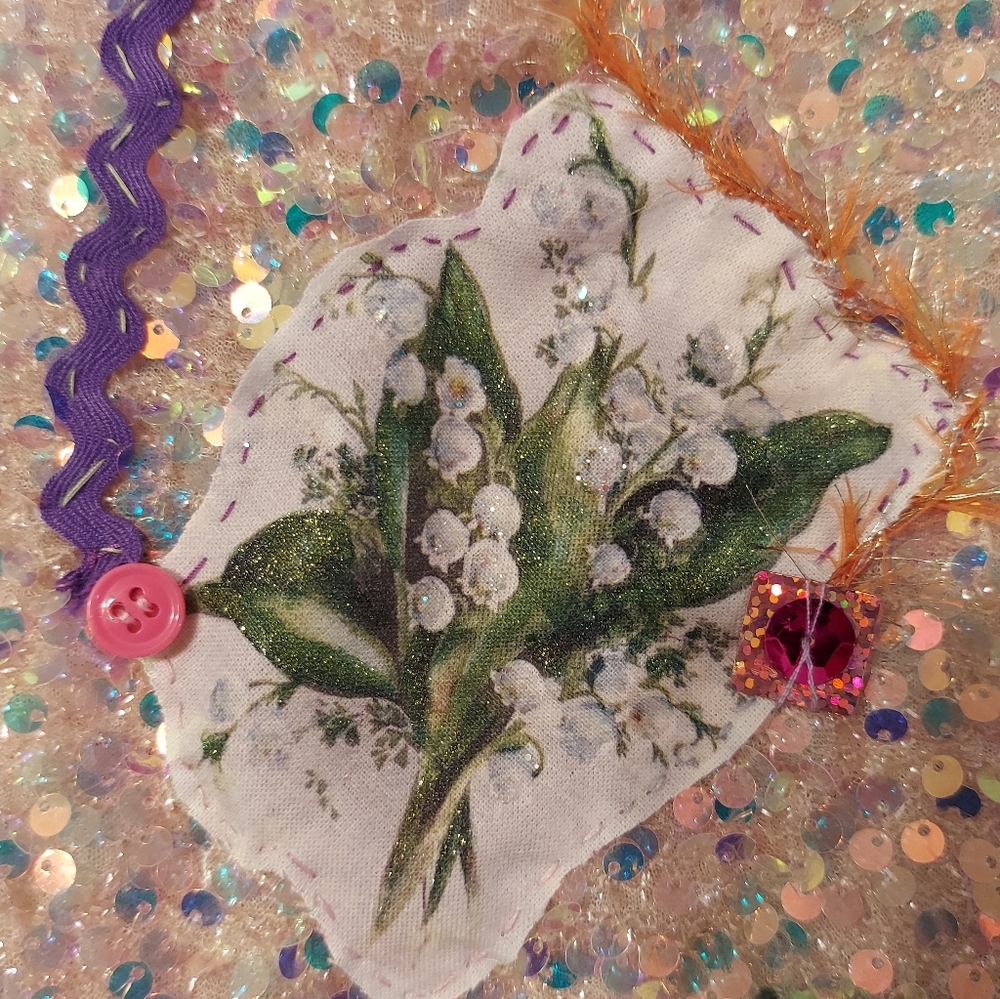 🪻JABOT 🪻Handcrafted/ Handsewn Sequin Necklace Adornment NWT One Of A Kind - Picture 3 of 13